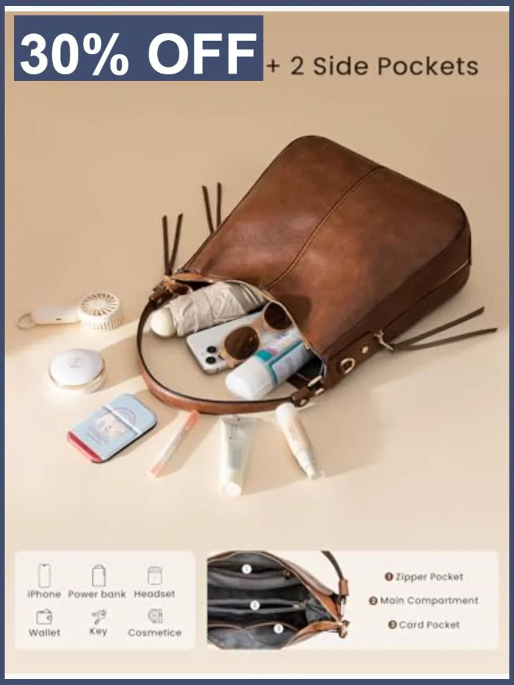 Women's Hobo Crossbody Bag Large Designer Shoulder Purse PU Leather Tote